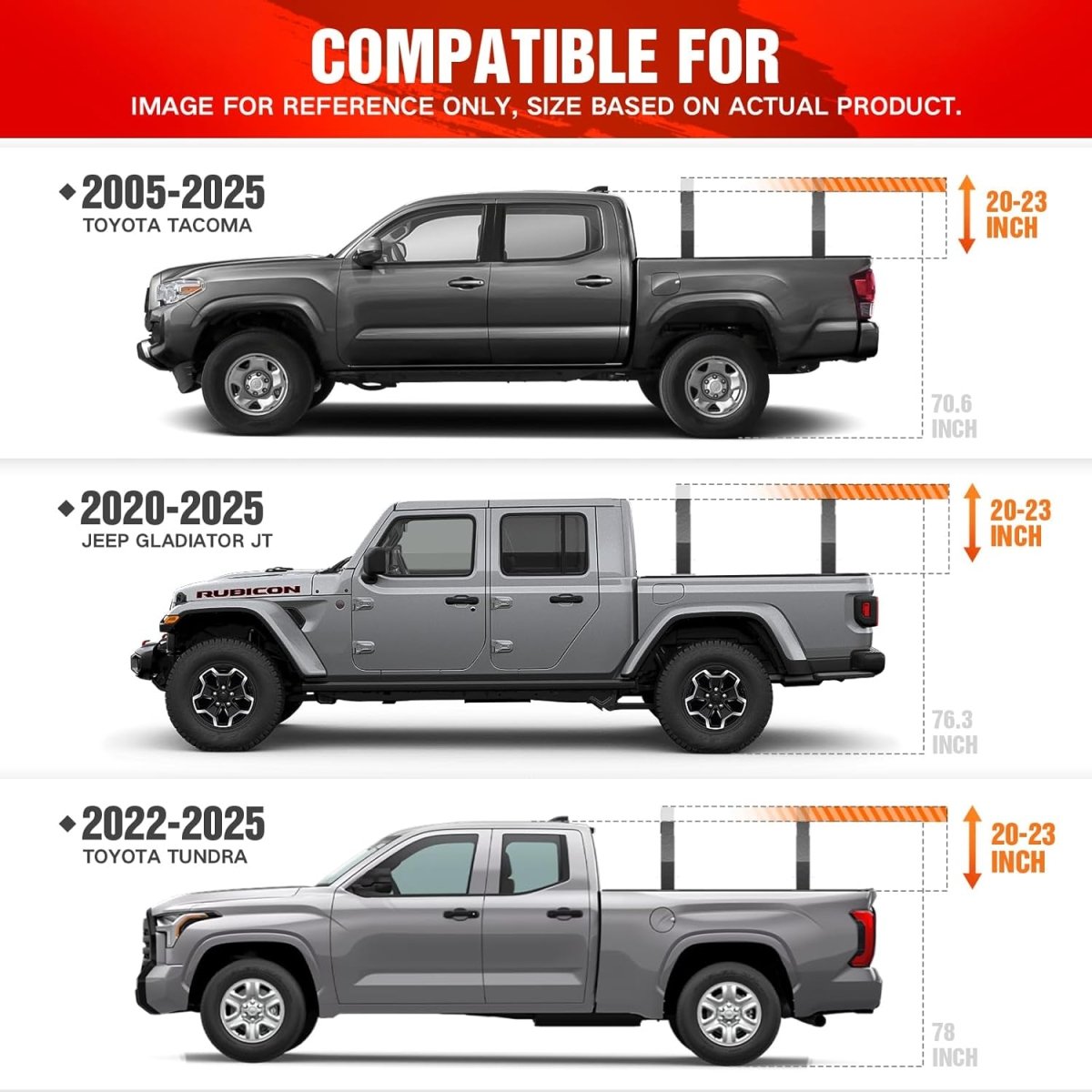 Pickup Truck Bed Cargo Racks for Toyota Tacoma(05-23) | Toyota Tundra(22-25) | Jeep Gladiator JT(20-25)| Yzona
