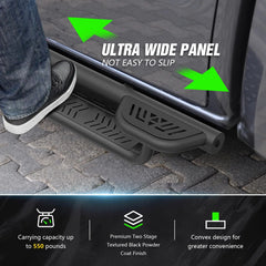 Three Raised Steps Running Boards for 2024 2025 Toyota Tacoma Double Cab & Crew Cab