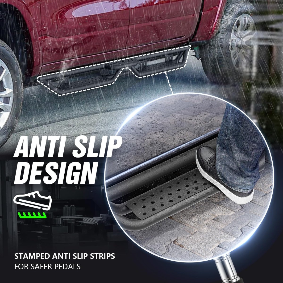 Yzona Lifted Truck Side Steps Compatible for 2009-2018 Dodge Ram 1500 Crew Cab