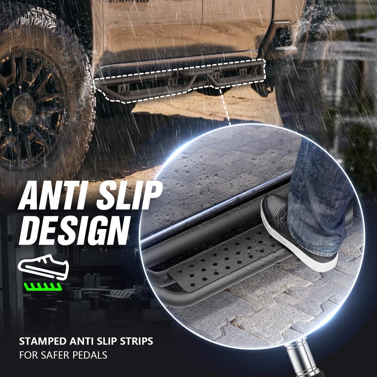 Yzona Truck Side Steps Running Boards Compatible with 2019-2025 Chevy Silverado & GMC Sierra 1500