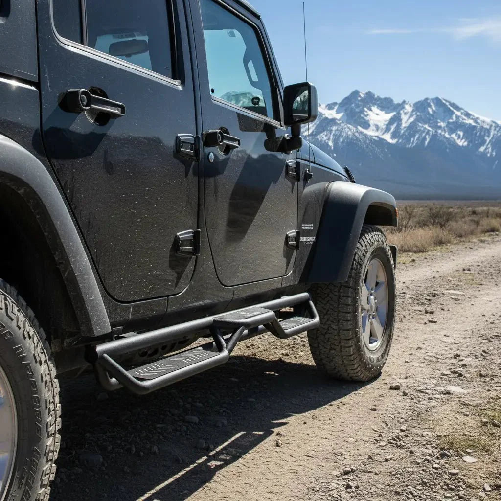 for Jeep Wrangler Step Rock Slider Compatible with 2007-2018 Wrangler JK JKU